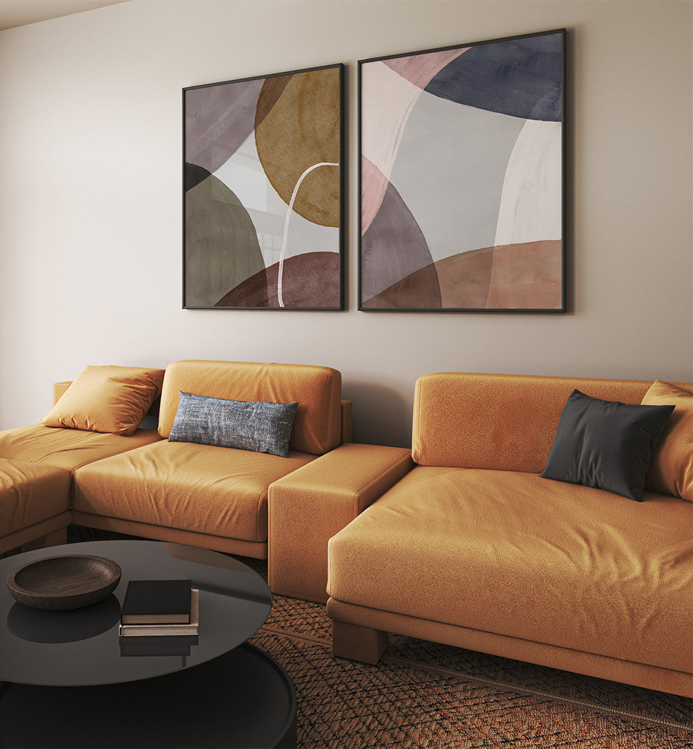 GOLDEN ORBIT SET , SET OF 2 PAINTINGS