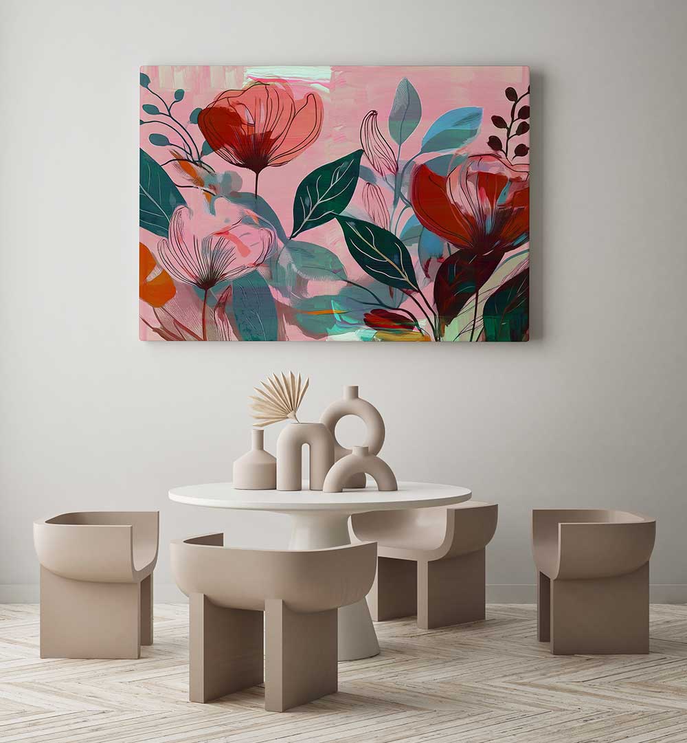 FLOWERS GARDEN I , FLORAL FLOWER PAINTINGS