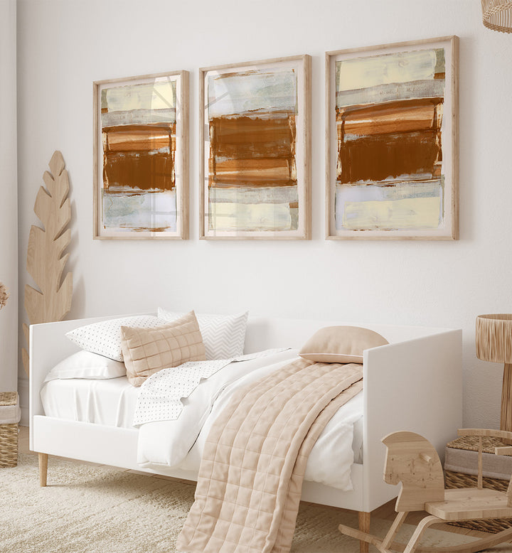 SIENNA STILLNESS , SET OF 3 PAINTINGS