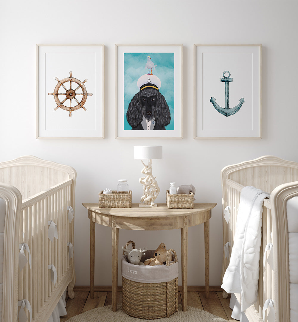 CAPTAIN PAWS , SET OF 3 PAINTINGS