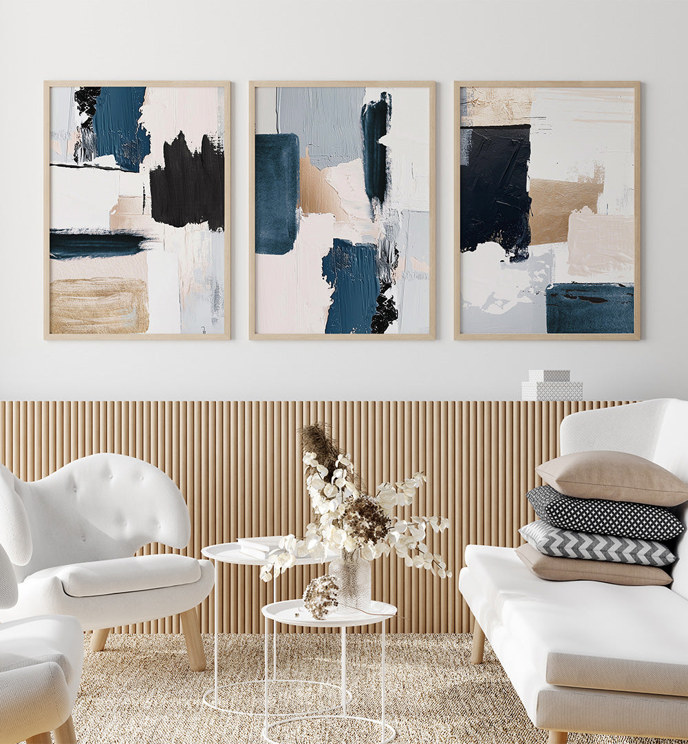 HUSHED TONES , SET OF 3 PAINTINGS