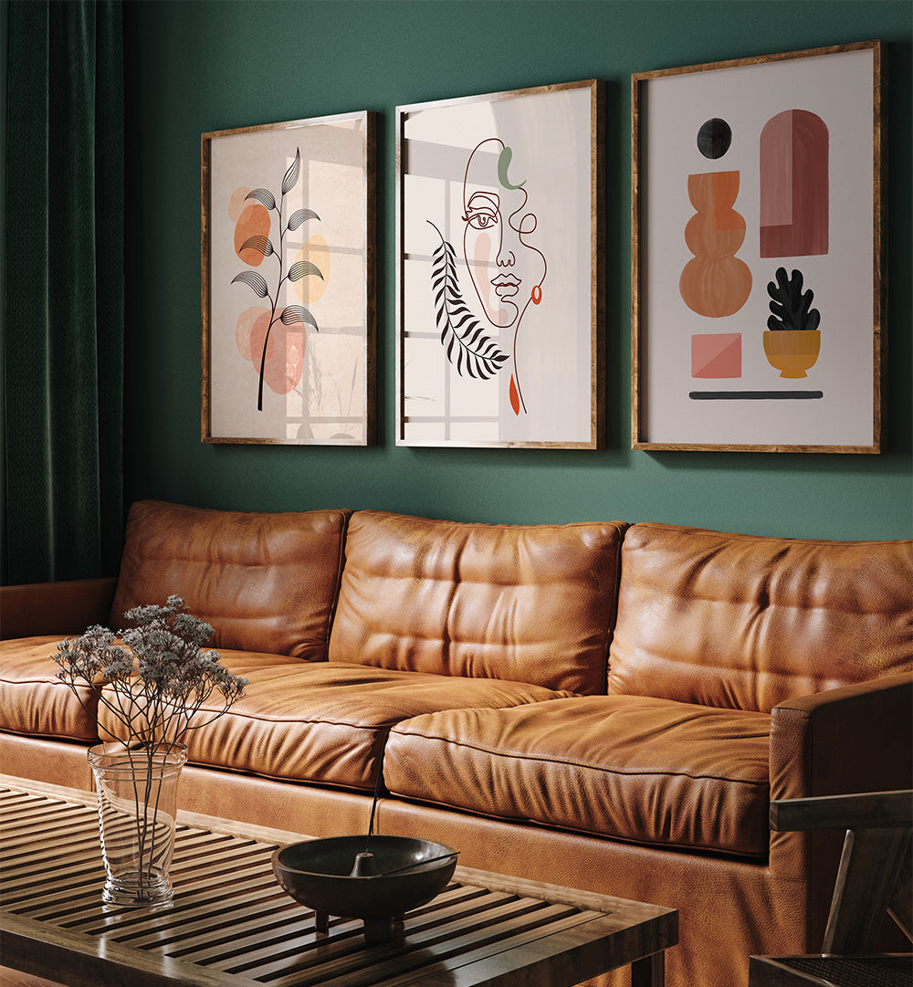 BOHEME CALM , SET OF 3 PAINTINGS