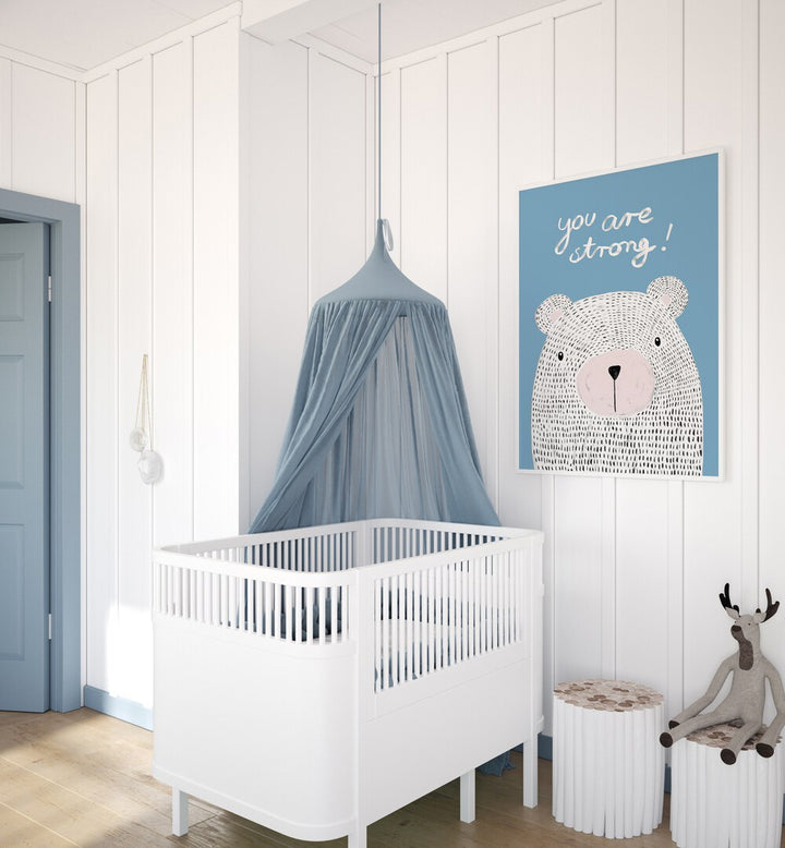 Bright and inspiring YOU ARE STRONG, KIDS ROOM PAINTINGS displayed in a cozy nursery setting, encouraging empowerment.