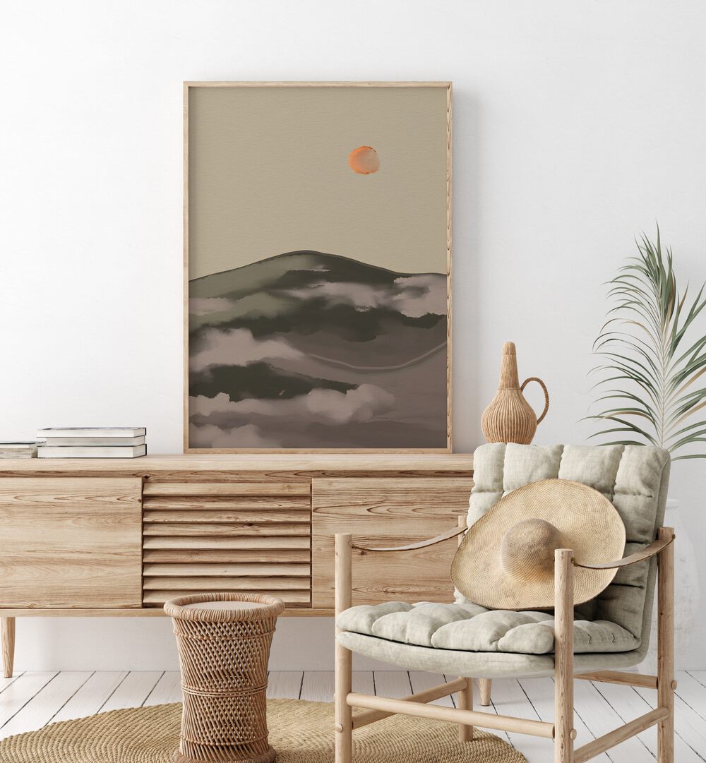 Stylish interior featuring DAYS- WATERCOLOUR, LANDSCAPE PAINTINGS, perfect for enhancing creativity in any space.