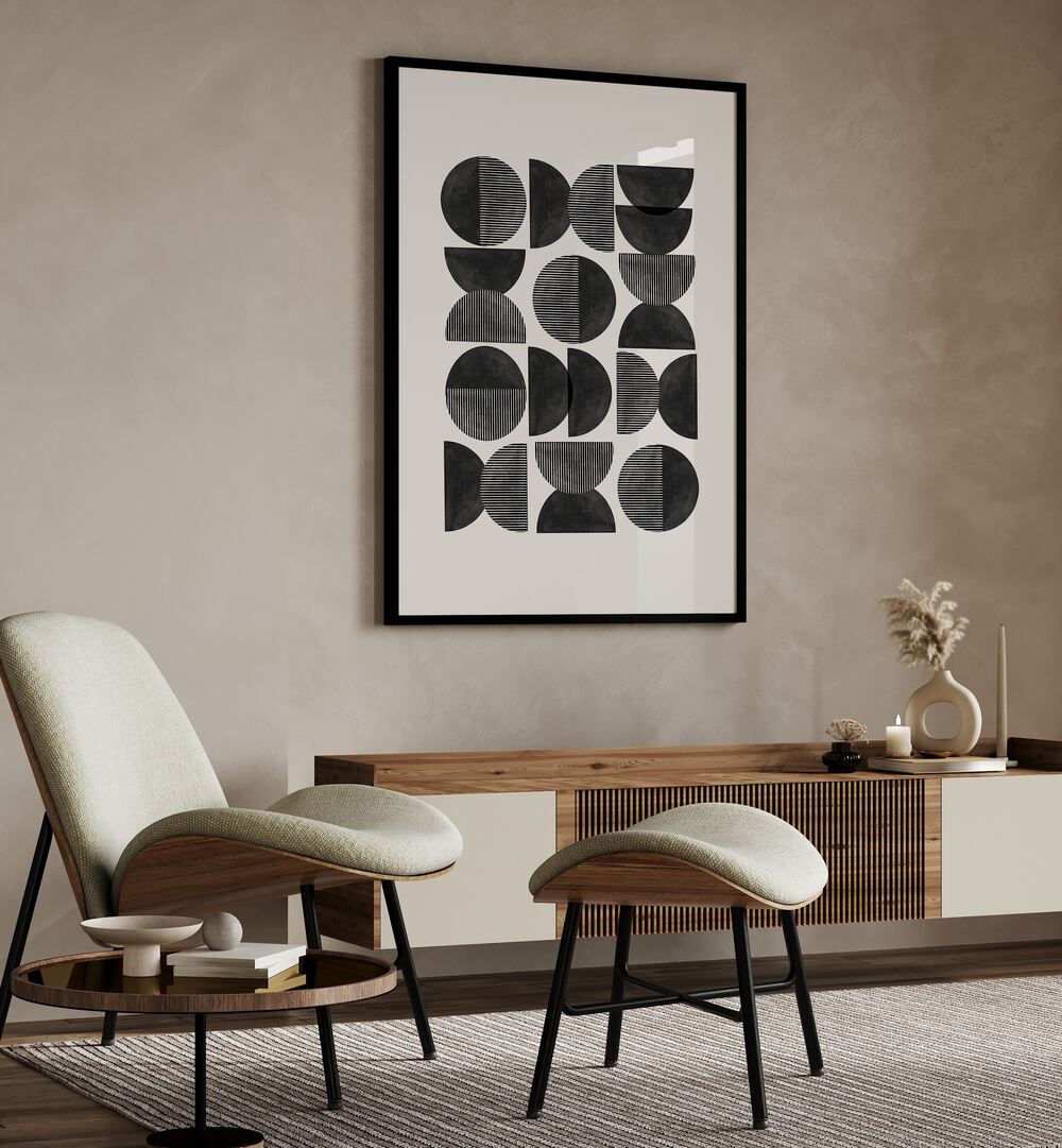 Stylish MID CENTURY, GEOMETRIC ART PRINTS from The Miuus Studio enhance modern living spaces with abstract elegance.