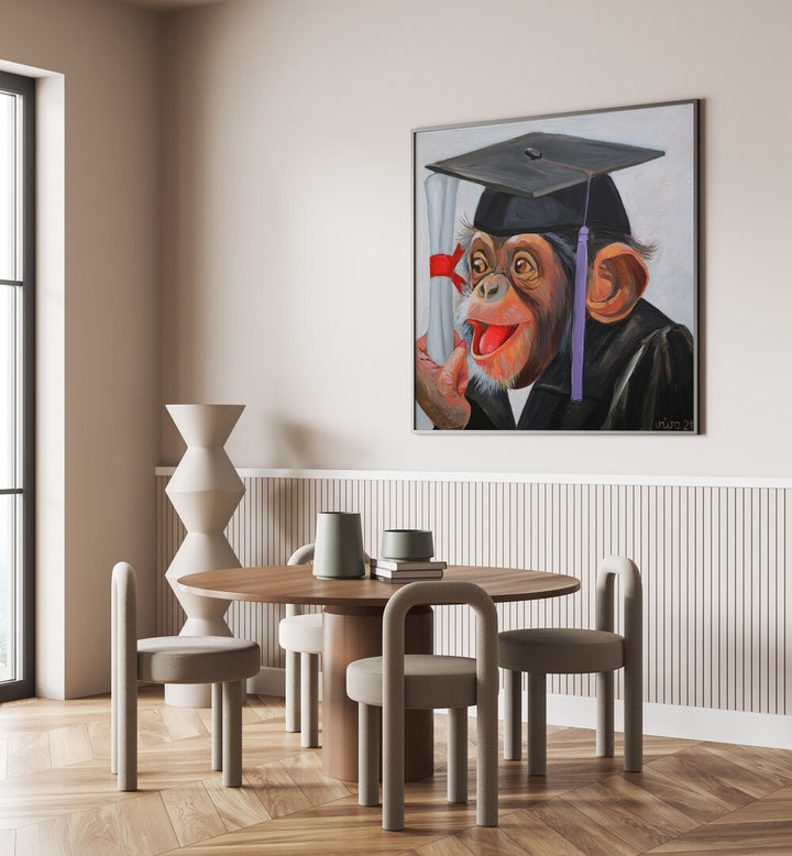 Celebrate fun with CHIMP GRADUATION DAY, COMIC POSTERS, perfect for comic art lovers and vibrant decor!