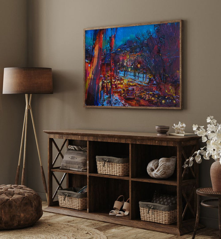 Vibrant WINTER KYIV, LANDSCAPE PAINTINGS on display, bringing colorful charm to your home decor. Perfect for winter aesthetics.