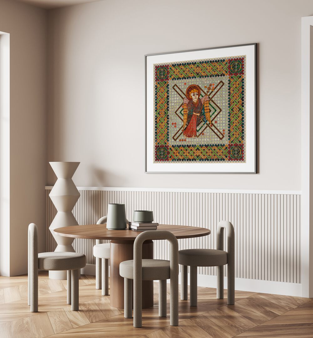 Framed portrait from the BOOK OF KELLS MATTHEW, PORTRAITS, enhancing your decor with vibrant illustrations.