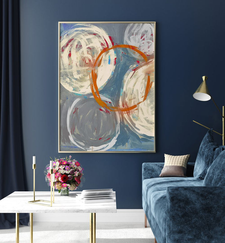 Modern living room featuring LINKED TOGETHER, ABSTRACT PAINTINGS, enhancing your space with vibrant colors and form.