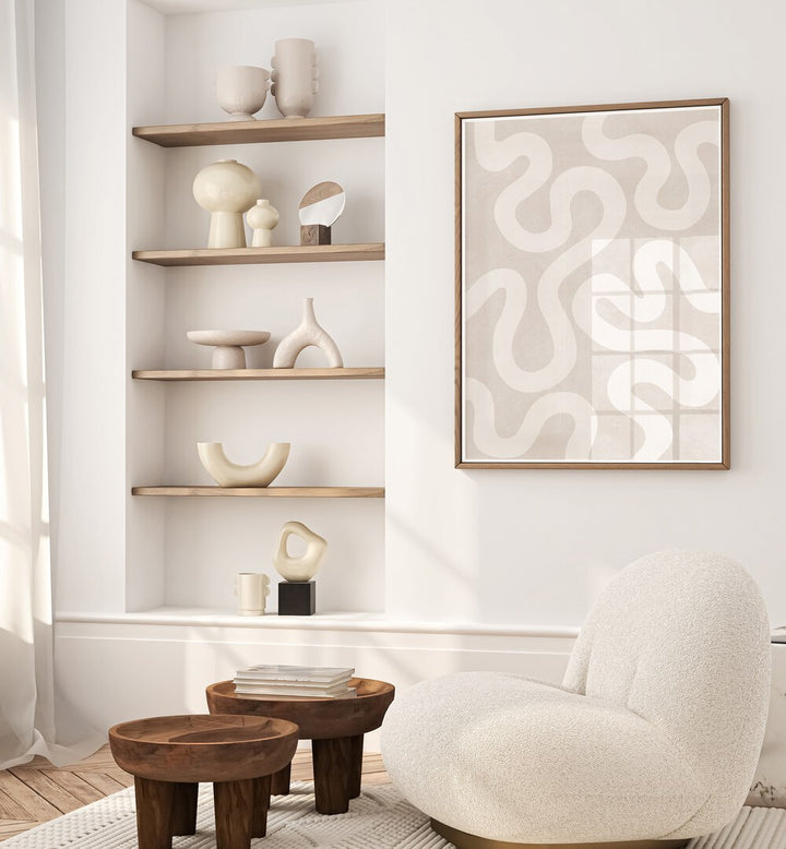 Elegant setting featuring UNDULATING CURVES II, ABSTRACT PAINTINGS, enhancing modern decor with its flowing lines.