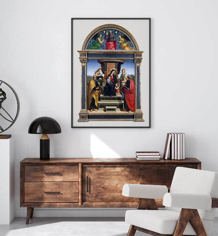 MADONNA AND CHILD ENTHRONED WITH SAINTS  , VINTAGE PAINTINGS