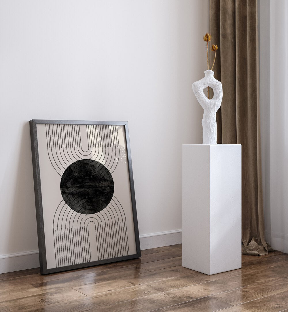 Enhance your decor with PERFECT POINT BLACK, BOHO ART PAINTINGS from The Miuus Studio, showcasing modern abstract elegance.