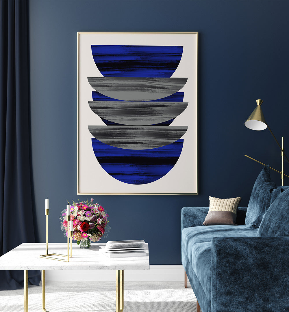 SCANDINAVIAN IN BLUE AND BLACK  , GEOMETRIC ART PRINTS