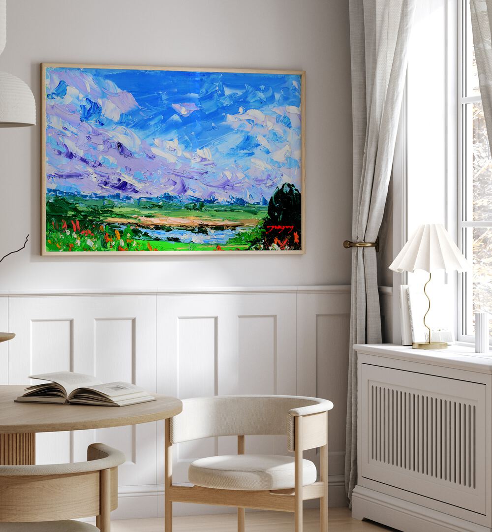 Vibrant WILDFLOWERS AND SKY, LANDSCAPE PAINTINGS enhance your space with colorful nature-inspired decor.