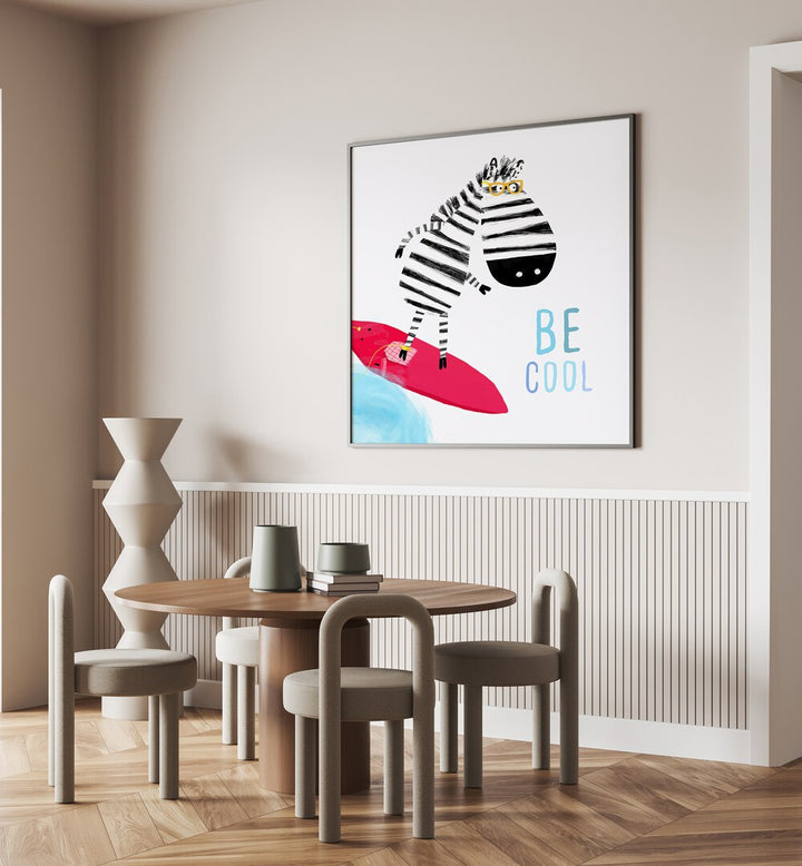 BE COOL! CUTE ZEBRA SURFING  , KIDS ROOM PAINTINGS