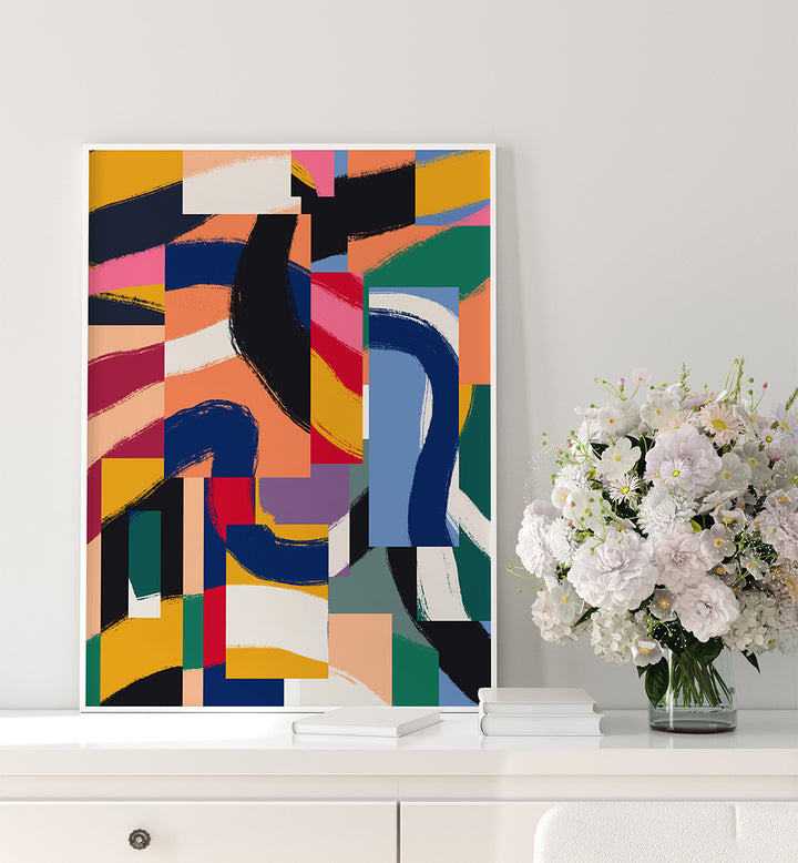 SHAPES WITH DYNAMIC BRUSHSTROKES , ABSTRACT PAINTINGS