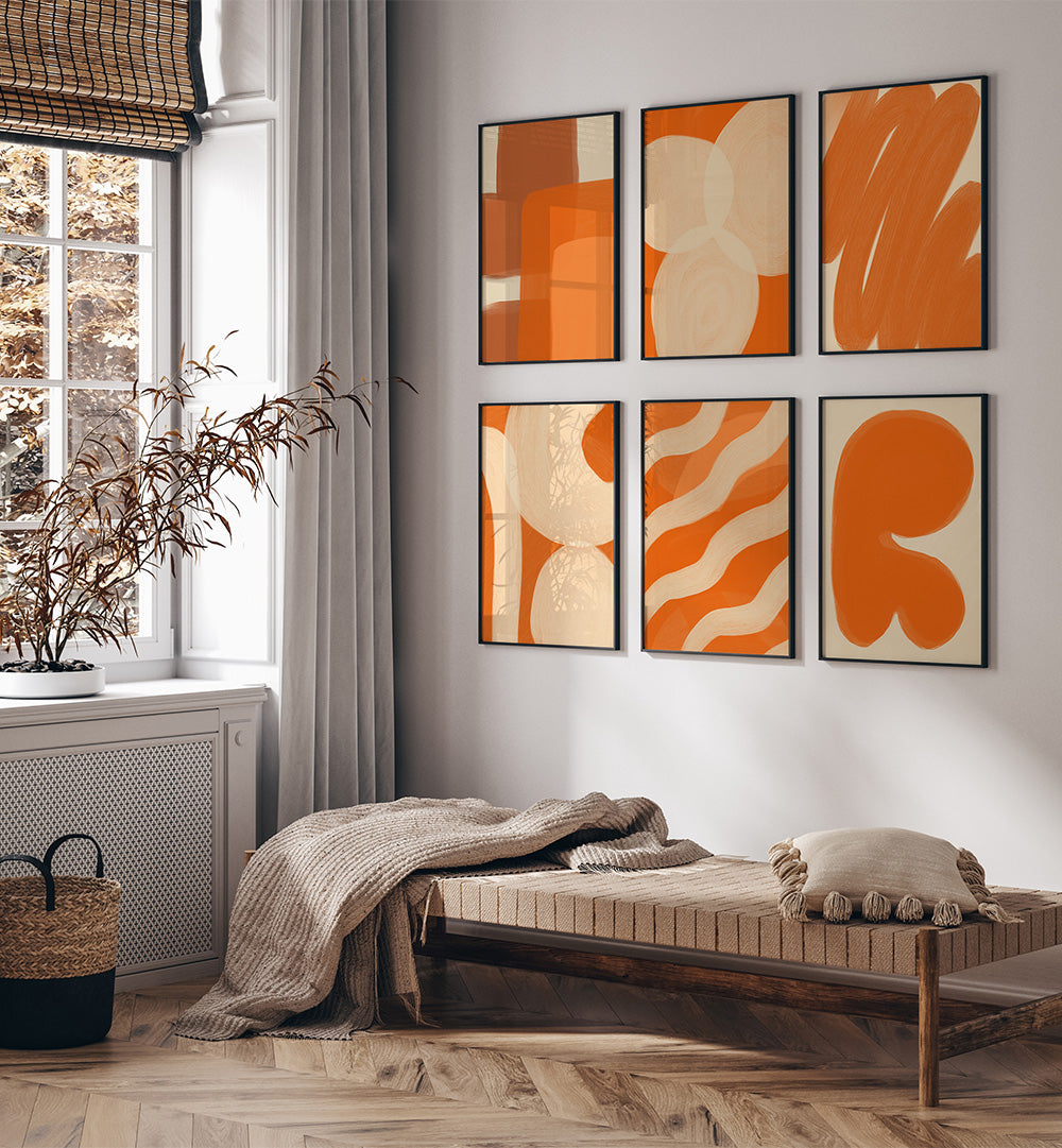 SAFFRON FORMS SET , SET OF 6 PAINTINGS