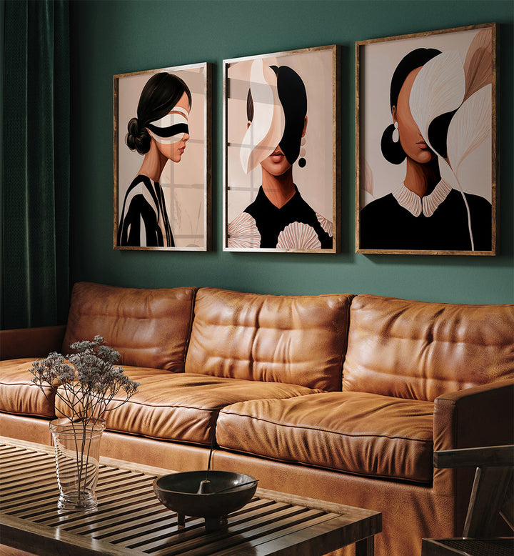 COUTURE WALL , SET OF 3 PAINTINGS