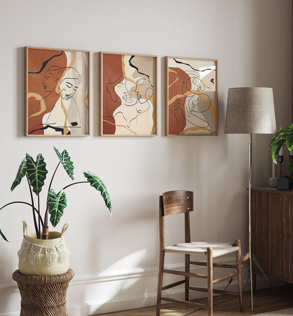 INTIMATE FORMS , SET OF 3 PAINTINGS