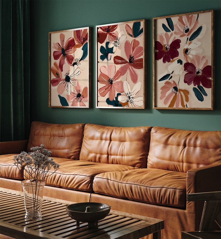 PAINTED PETALS , SET OF 3 PAINTINGS