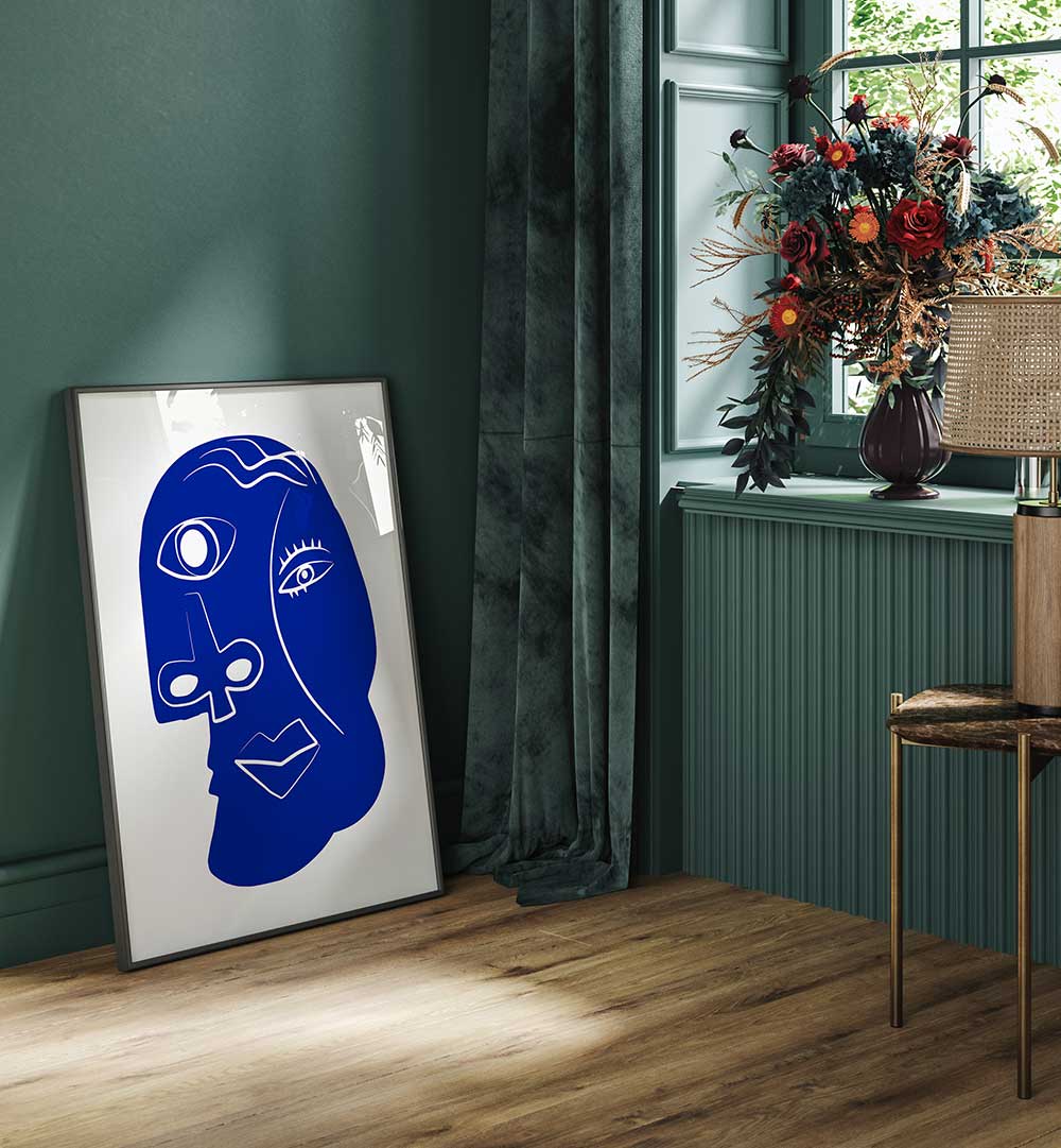 BLUE ABSTRACT FACE , ABSTRACT PAINTINGS