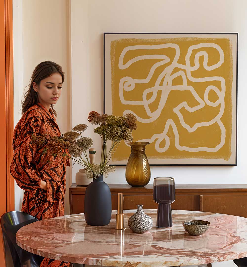 ABSTRACT LINES GOLD , LINE ART PAINTINGS