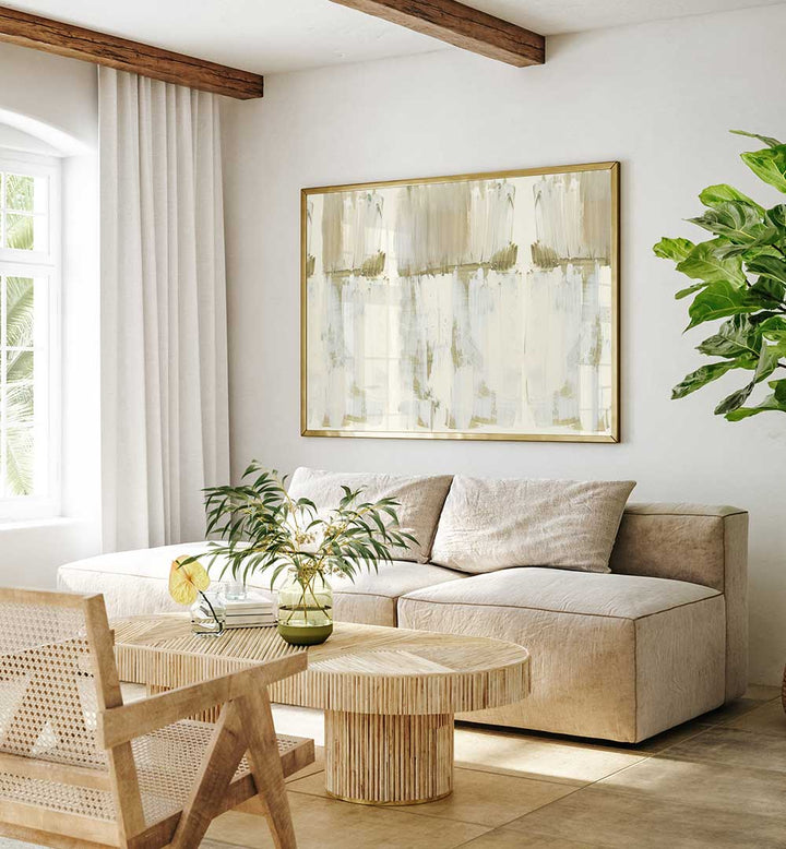 Elegant living room featuring the BLANCHED ALMONDS II, ABSTRACT PAINTINGS, perfect for enhancing any space.