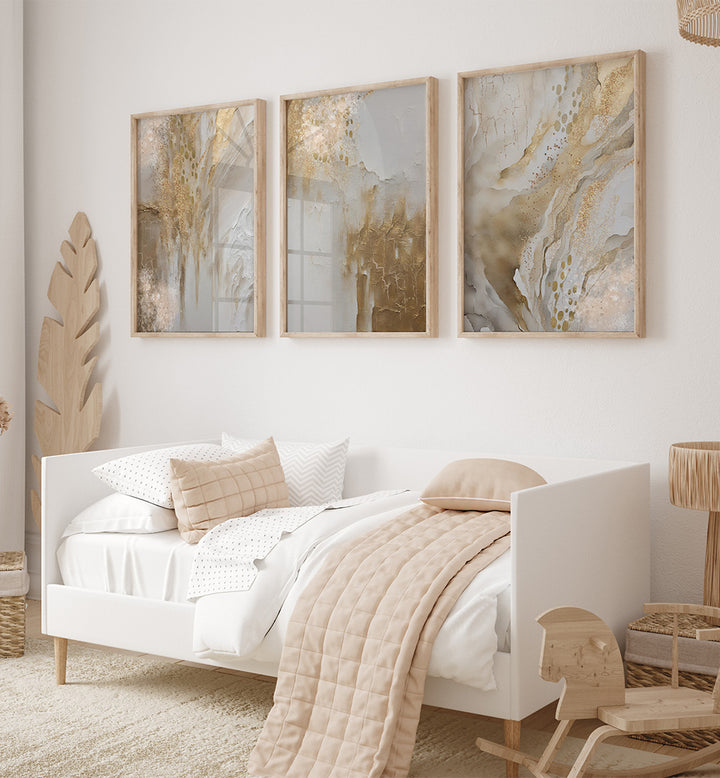 WHISPERED GOLD SET , SET OF 3 PAINTINGS