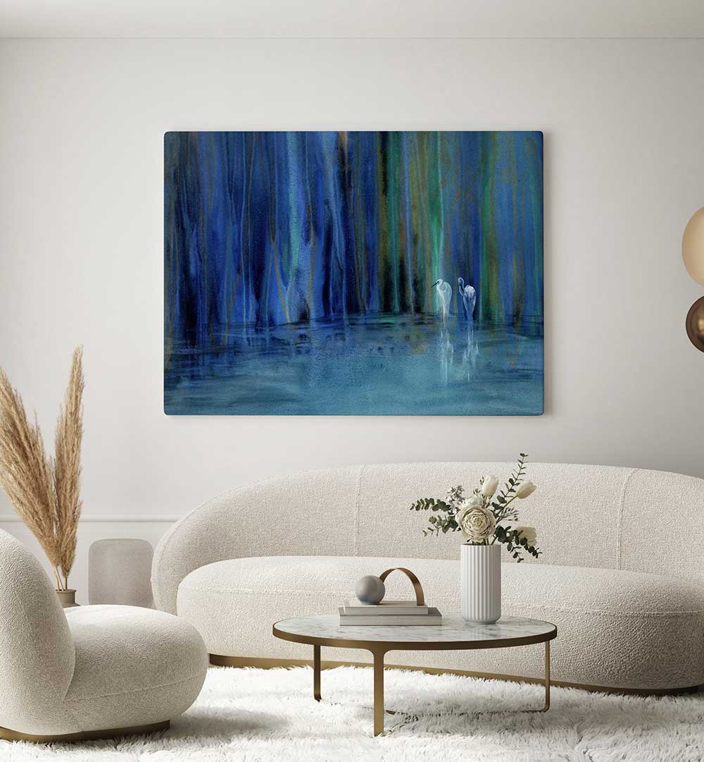 TWO EGRETS DETAIL , ABSTRACT PAINTINGS