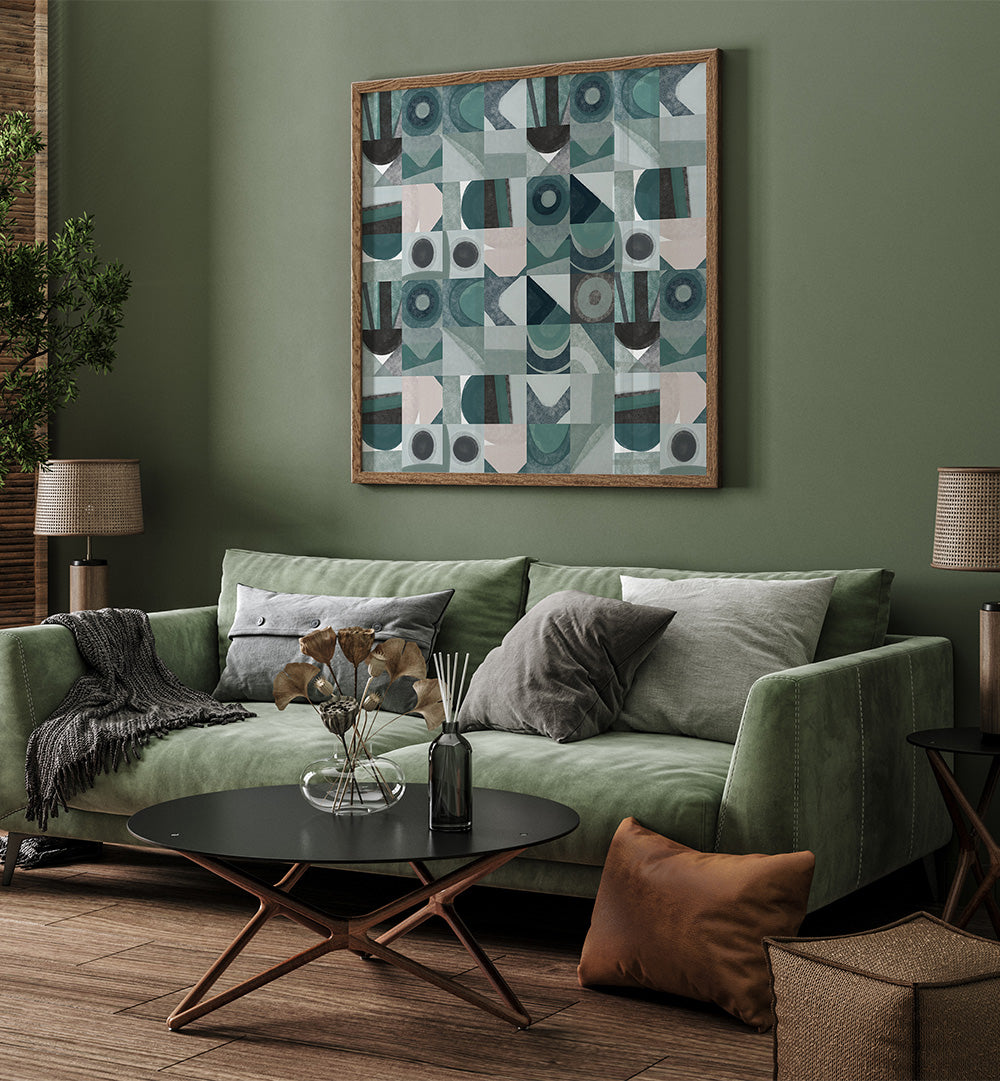 MID CENTURY GRID PATTERN FOUR , ABSTRACT PAINTINGS
