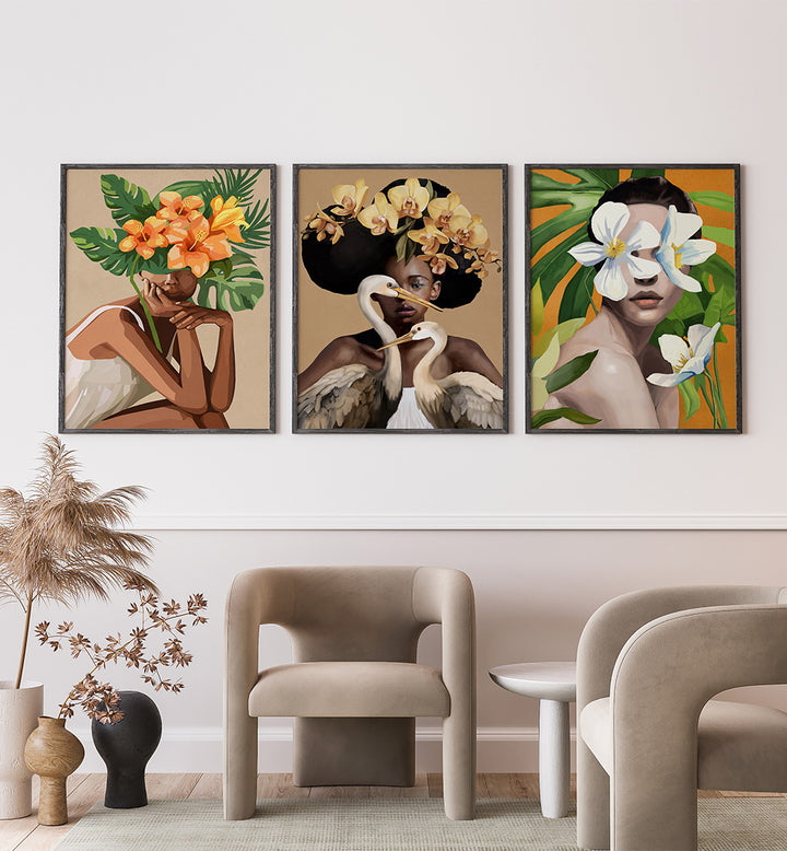 FLORALIA , SET OF 3 PAINTINGS