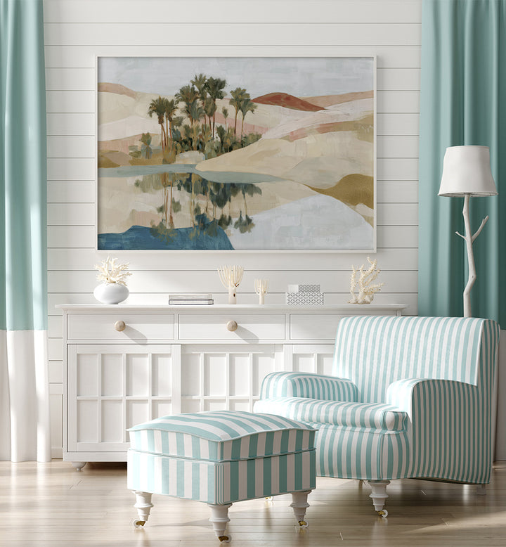DESERT OASIS WITH PALM REFLECTION
