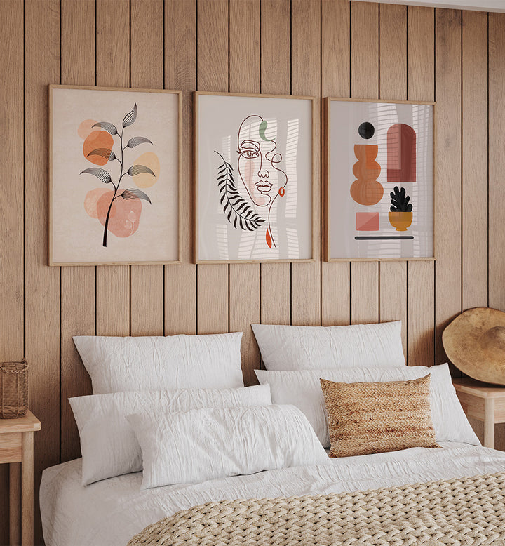 BOHEME CALM , SET OF 3 PAINTINGS