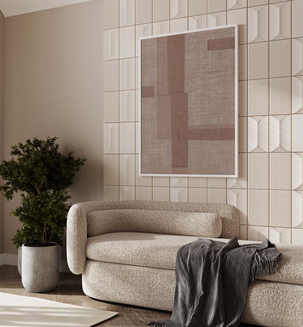 Elegant interior featuring the FABRIC PATTERN COLLAGE V, ABSTRACT PAINTINGS from The Miuus Studio, enhancing modern decor.