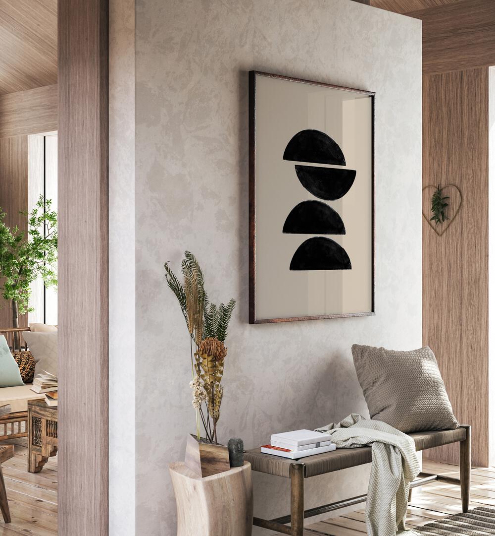 Stunning RETRO GEOMETRIC ART PRINTS enhance modern interiors with a captivating blend of shapes and colors.