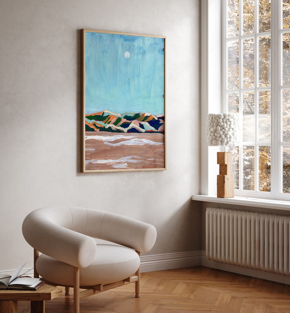 Vibrant COLOURFUL DESSERT, LANDSCAPE PAINTINGS by Eleanor Baker, enhancing any modern interior space beautifully.