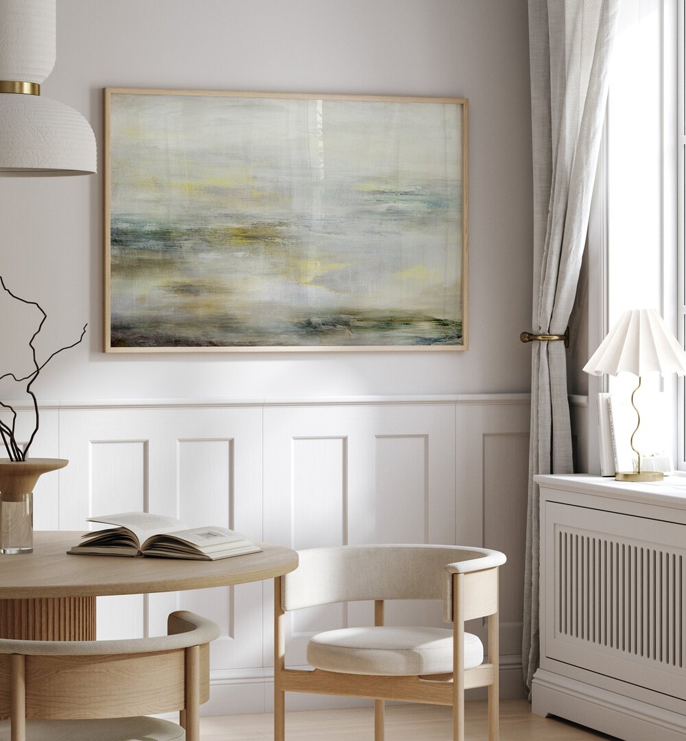Abstract painting showcasing a blend of muted tones, perfect for modern decor. Enhance your space with this artistic piece.
