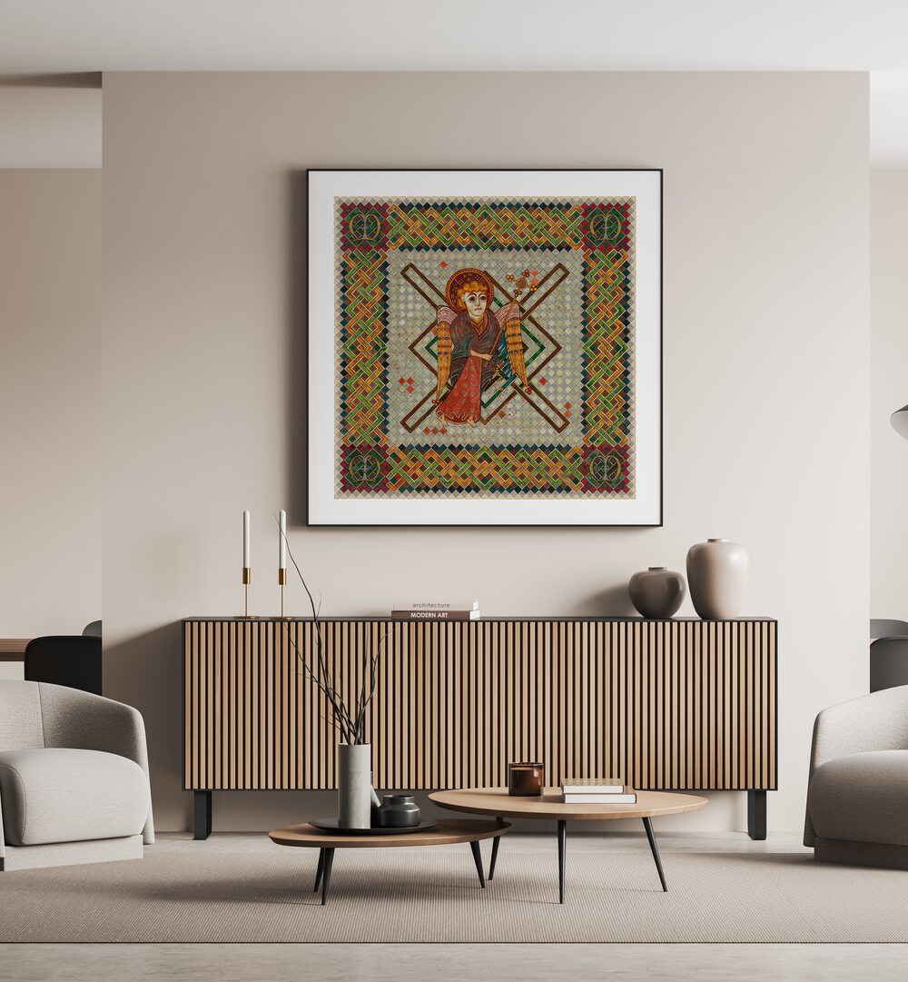 Stunning artwork from the BOOK OF KELLS MATTHEW, PORTRAITS showcasing intricate figurative illustrations.