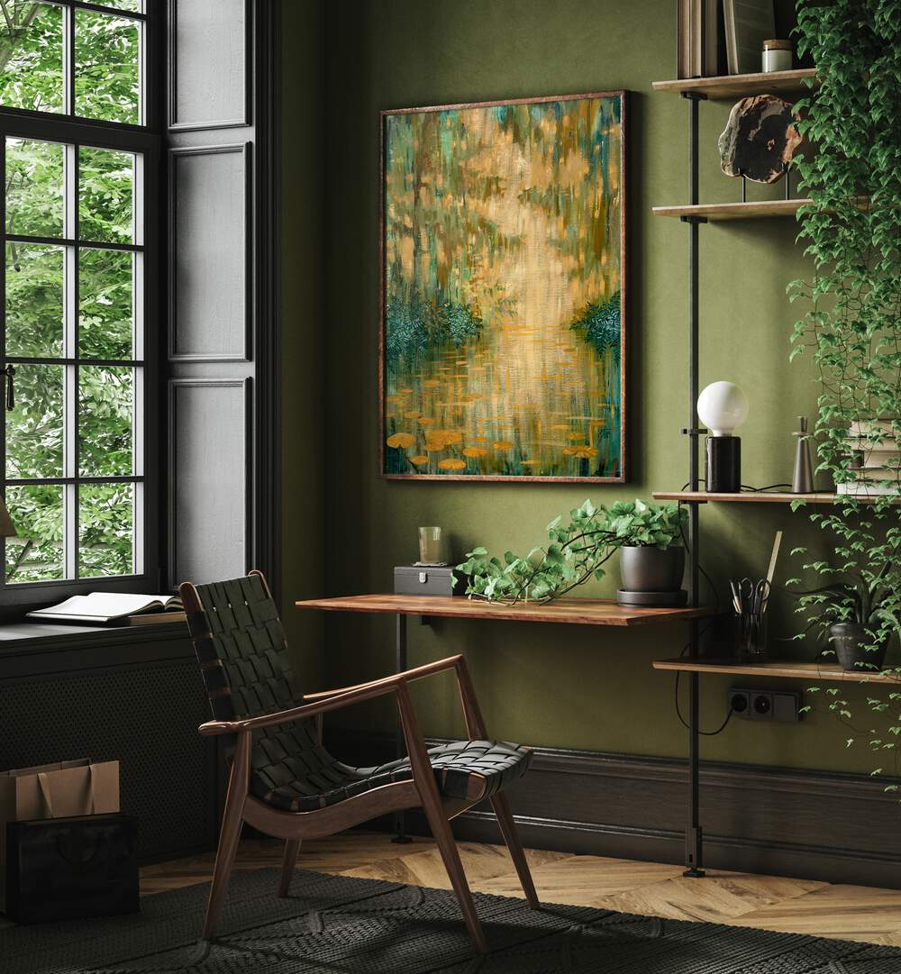 Transform your space with MYSTERIOUS POND, ABSTRACT PAINTINGS, showcasing serene colors and captivating designs.