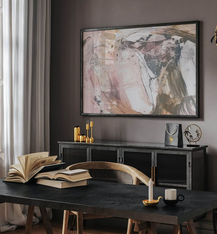 Elevate your decor with BLUSH STORM, ABSTRACT PAINTINGS featuring soft blush hues and dynamic patterns.