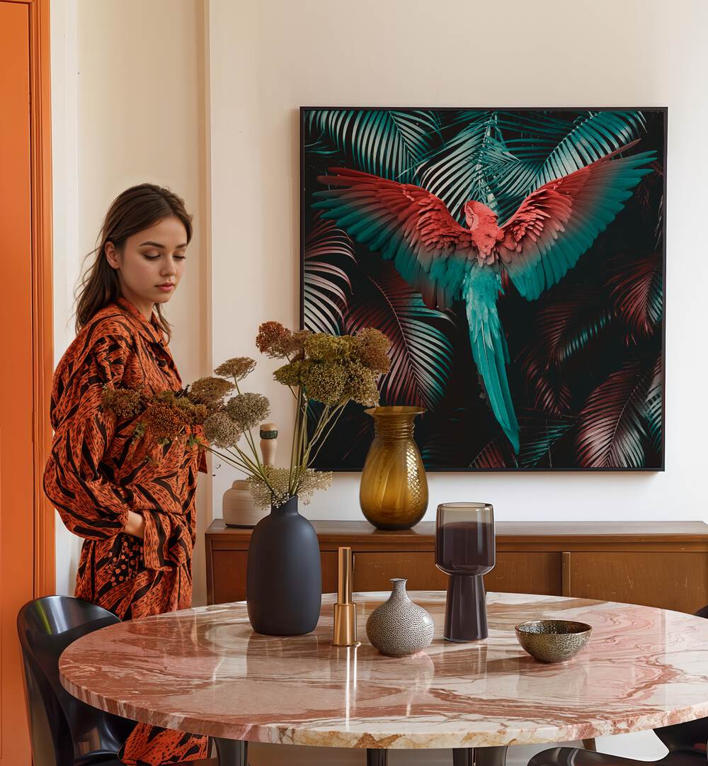 Vibrant TROPICAL STORM, ALTERED ART PRINTS enhance modern decor, showcasing stunning colors and captivating design.