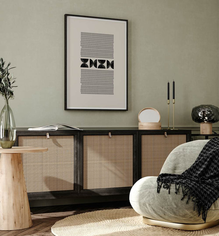 Stylish living room featuring BAB NO.XIX, GEOMETRIC ART PRINTS, enhancing modern decor with abstract elegance.