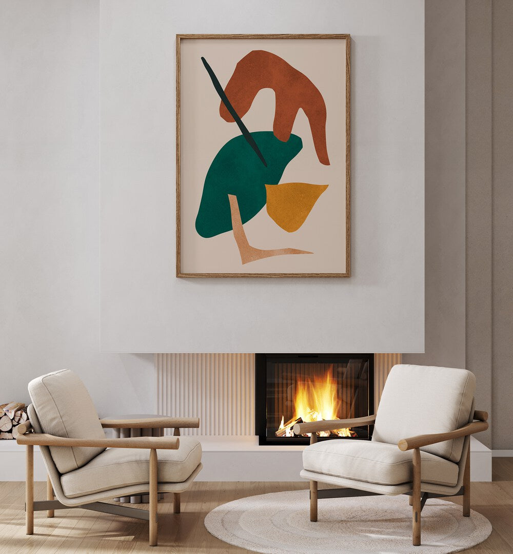 Stylish living room featuring EXPRESSIVE IX, GEOMETRIC ART PRINTS that enhance any creative space.