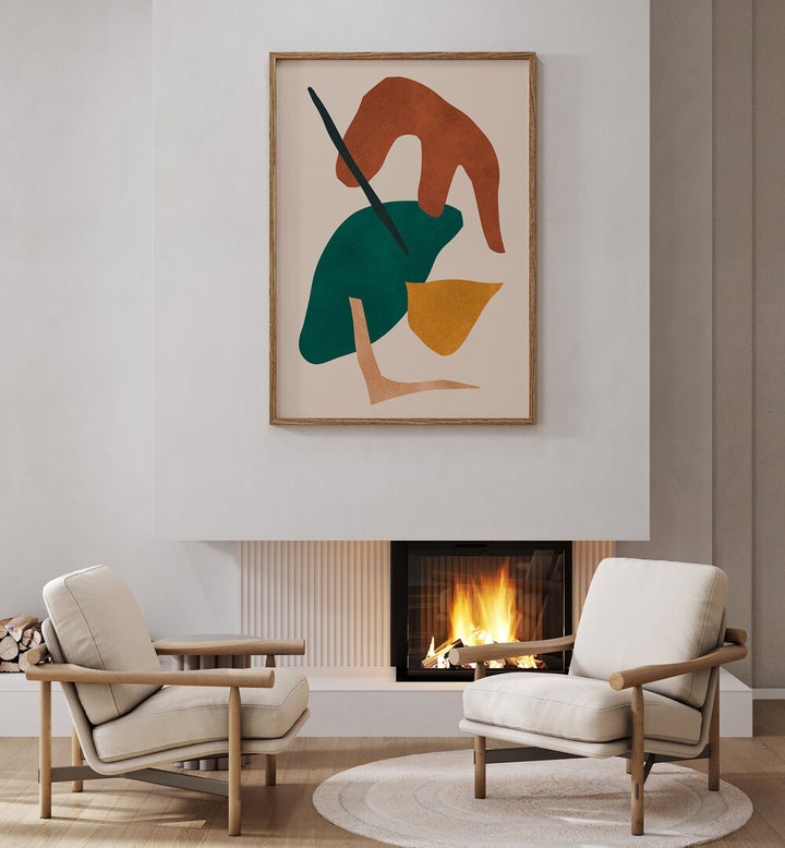 Stylish living room featuring EXPRESSIVE IX, GEOMETRIC ART PRINTS that enhance any creative space.