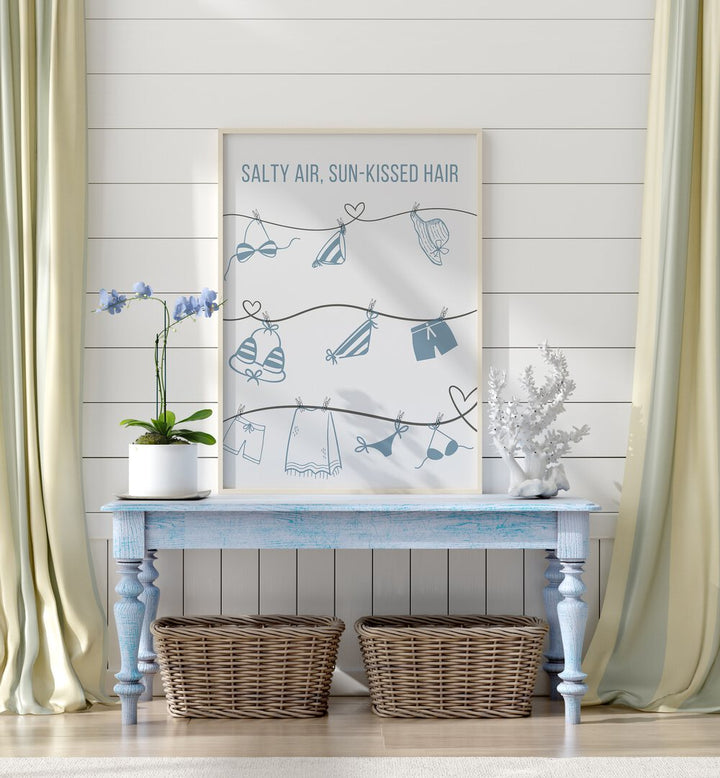 Coastal-themed decor featuring SALTY AIR - CLOTHESLINE, BEACH PAINTINGS, perfect for transforming your space.