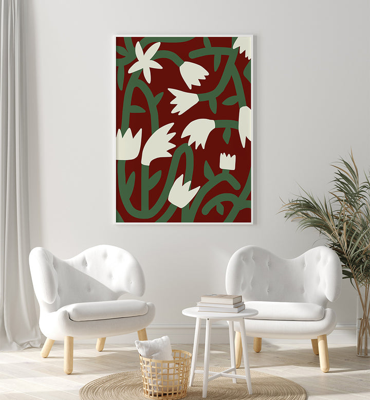 BOLD FLORAL PATTERN WITH ABSTRACT FLOWERS , FLORAL FLOWER PAINTINGS