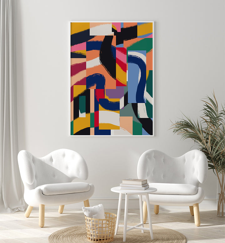 SHAPES WITH DYNAMIC BRUSHSTROKES , ABSTRACT PAINTINGS