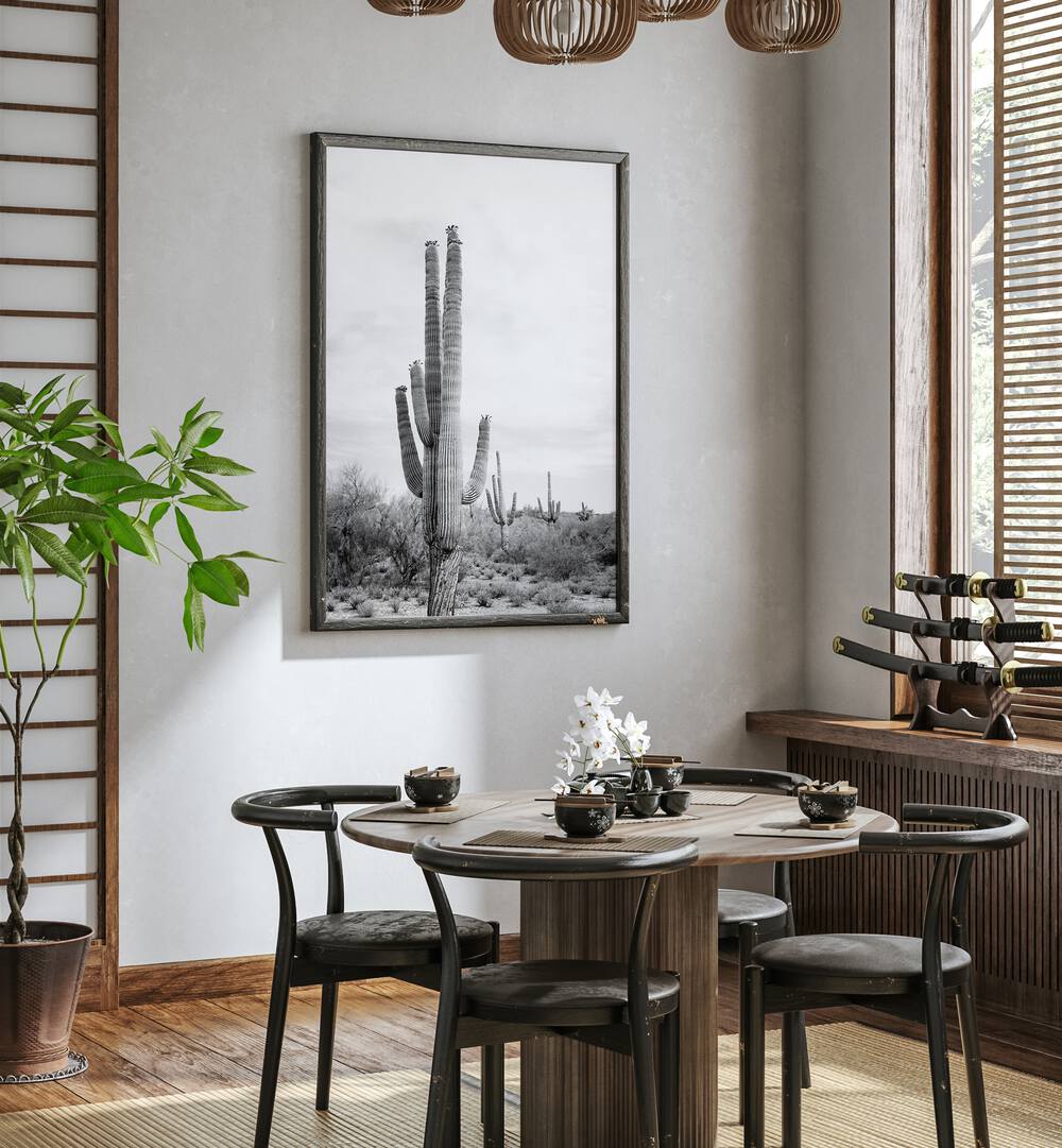 Stylish SAGUARO BAW, BEACH PAINTINGS decorates a modern dining space, perfect for adventure lovers.