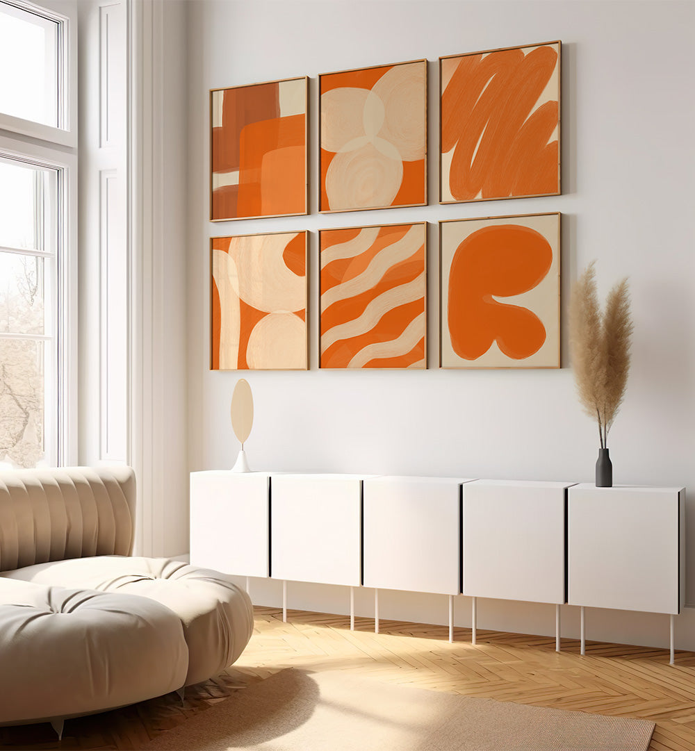SAFFRON FORMS SET , SET OF 6 PAINTINGS