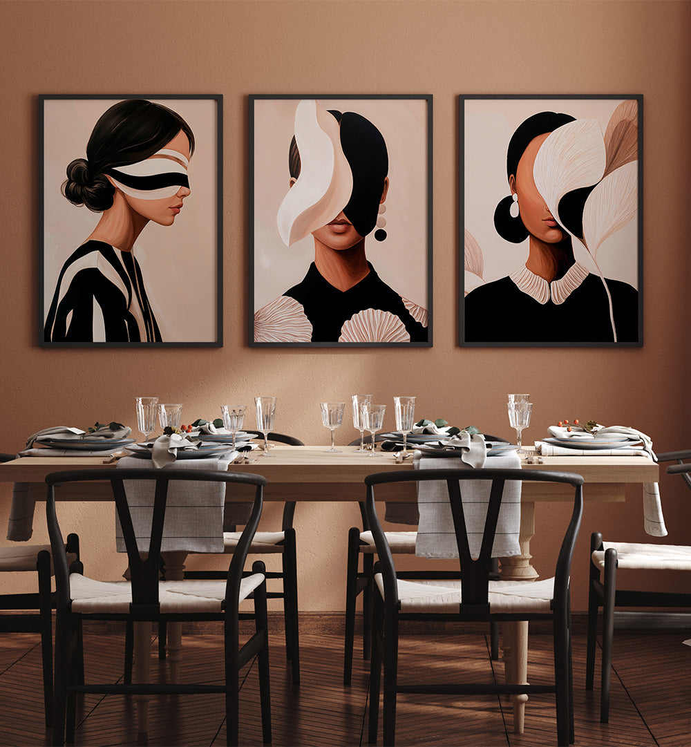 COUTURE WALL , SET OF 3 PAINTINGS